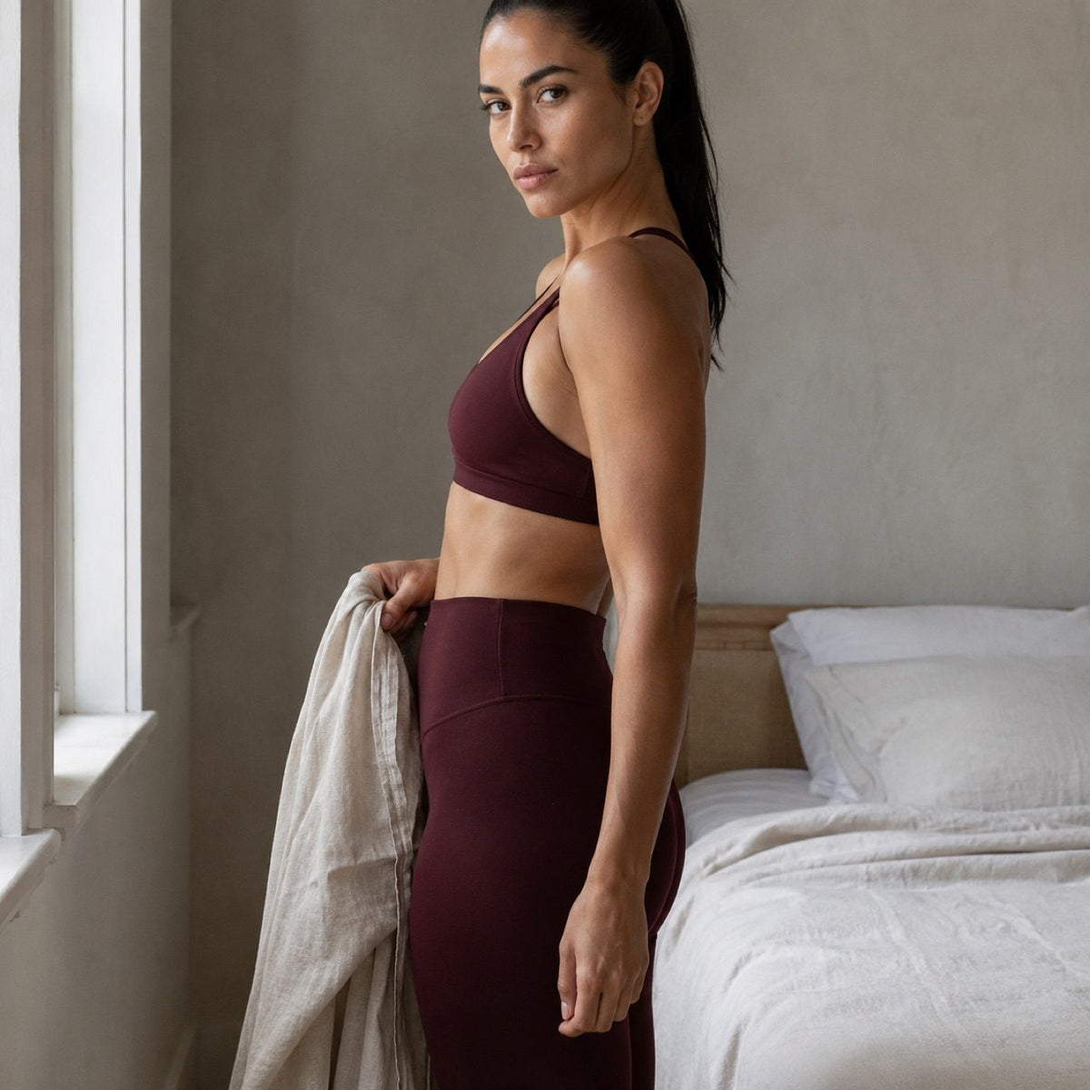 Farnham high-waist legging, Cycle Shorts and Leggings — modelled, side view.