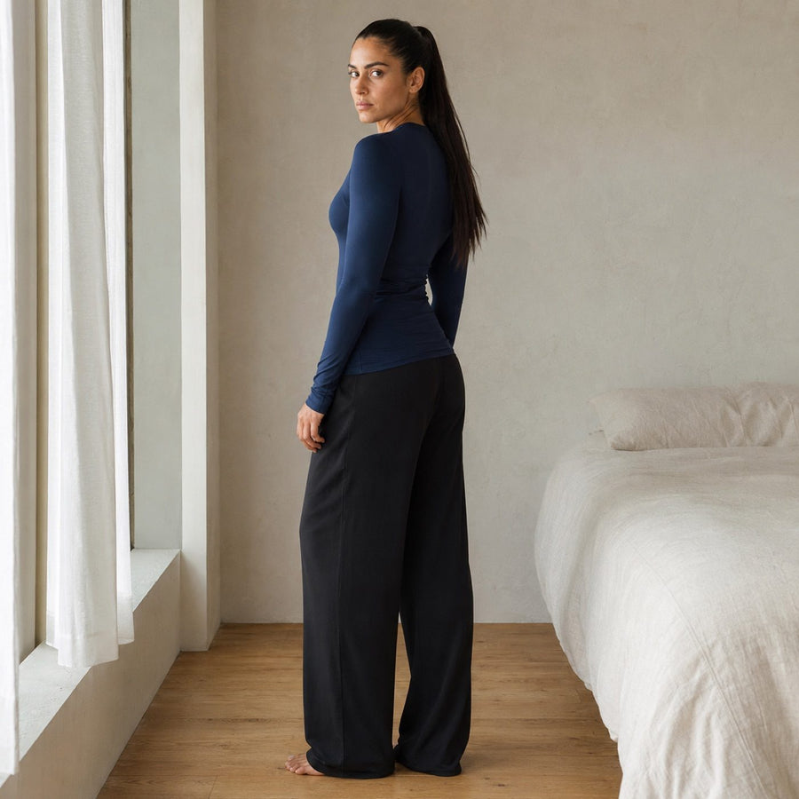 Puttenham crew-neck long-sleeve base layer, Long-Sleeve Base Layers — on the model.