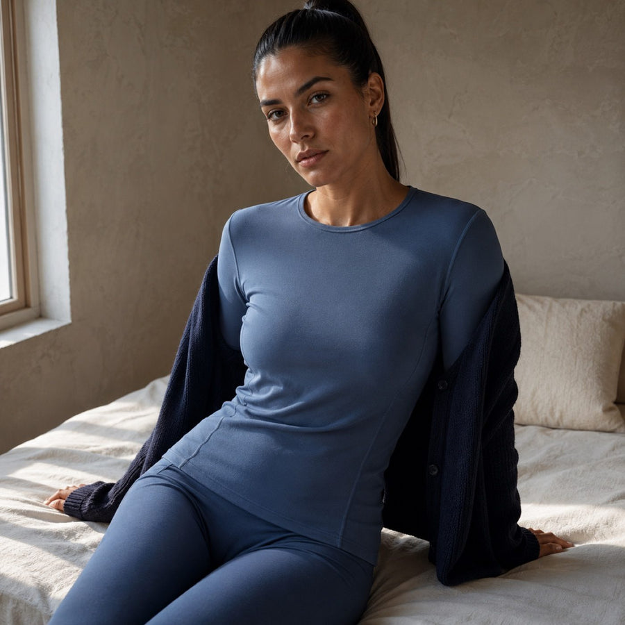 Moor Park crew-neck long-sleeve base layer, Long-Sleeve Base Layers — on the model.