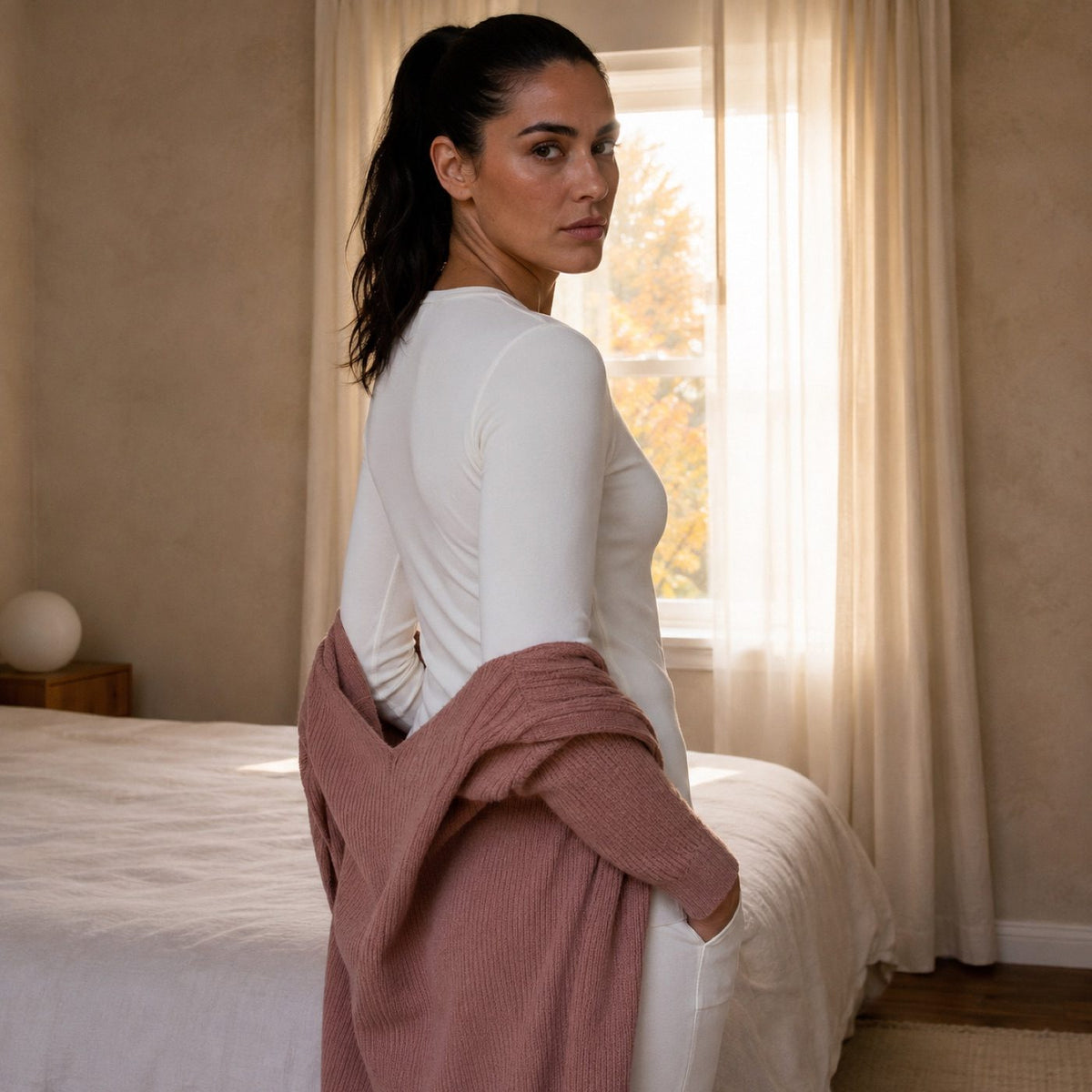 Seale crew-neck long-sleeve base layer, Long-Sleeve Base Layers — on the model.
