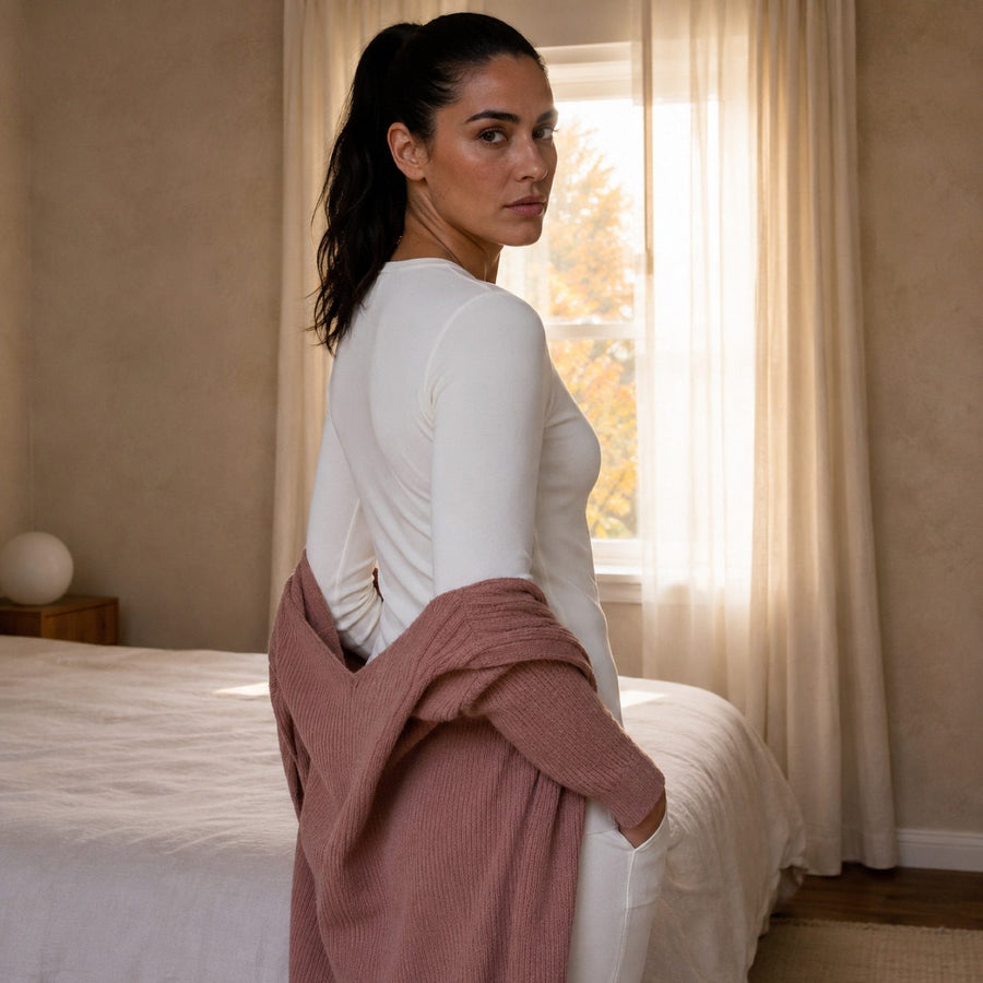 Seale crew-neck long-sleeve base layer, Long-Sleeve Base Layers — on the model.