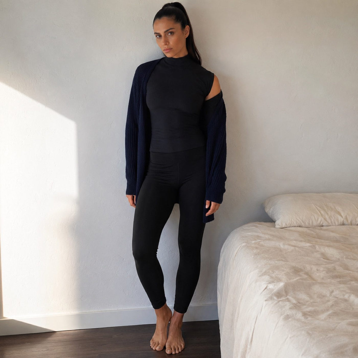 Frensham high-neck long-sleeve base layer, Long-Sleeve Base Layers — on the model.
