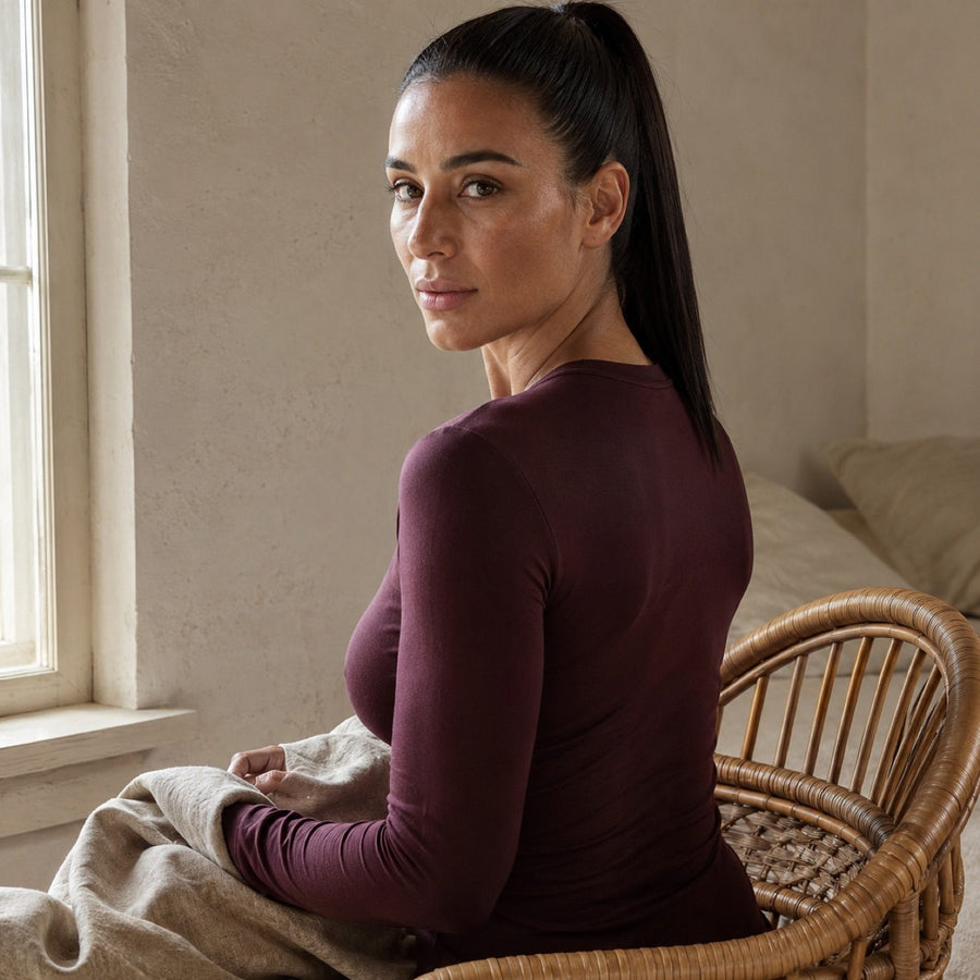 Tilford crew-neck long-sleeve base layer, Long-Sleeve Base Layers — on the model.