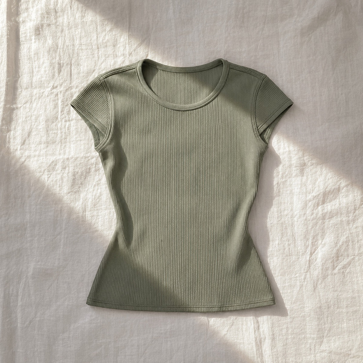 Hale ribbed cap-sleeve top, Rib Body Layers — front view, photographed flat.