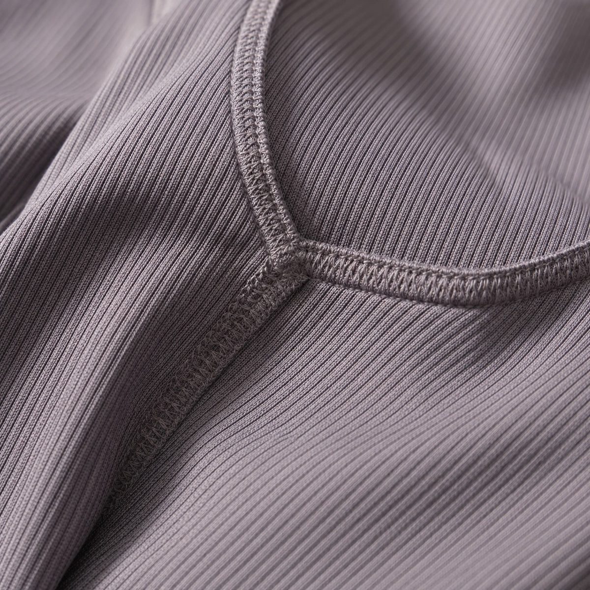 Dockenfield ribbed scoop-back tank, Rib Body Layers — close-up of the cloth and stitching.