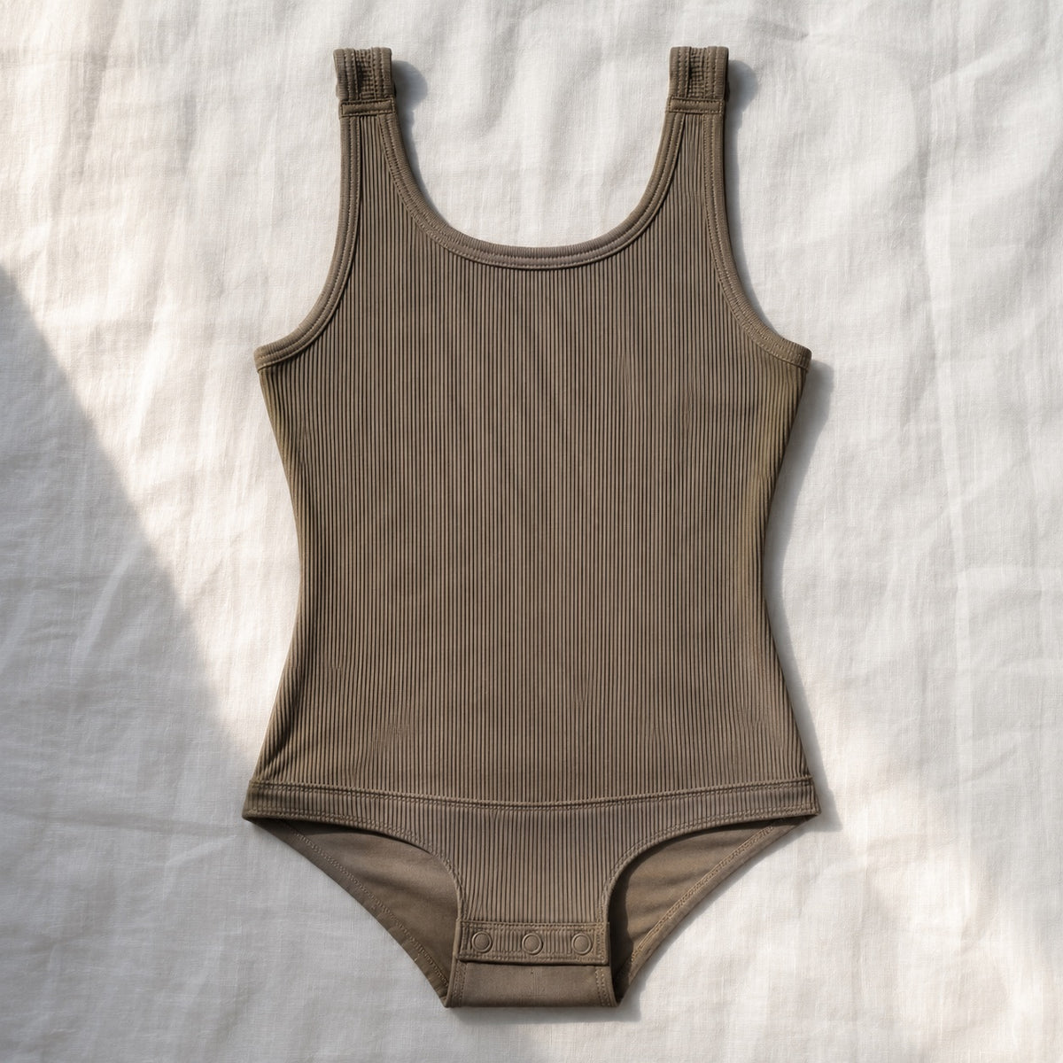 Waverley ribbed body tank, Rib Body Layers — front view, photographed flat.