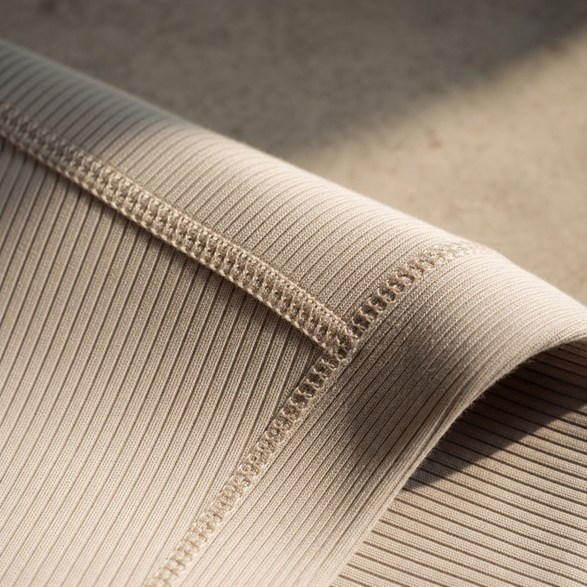 Farnham ribbed cap-sleeve top, Rib Body Layers — close-up of the cloth and stitching.