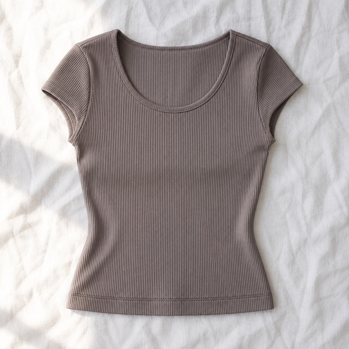 Farnham ribbed cap-sleeve top, Rib Body Layers — front view, photographed flat.