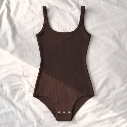 Badshot ribbed scoop-back tank, Rib Body Layers — front view, photographed flat.