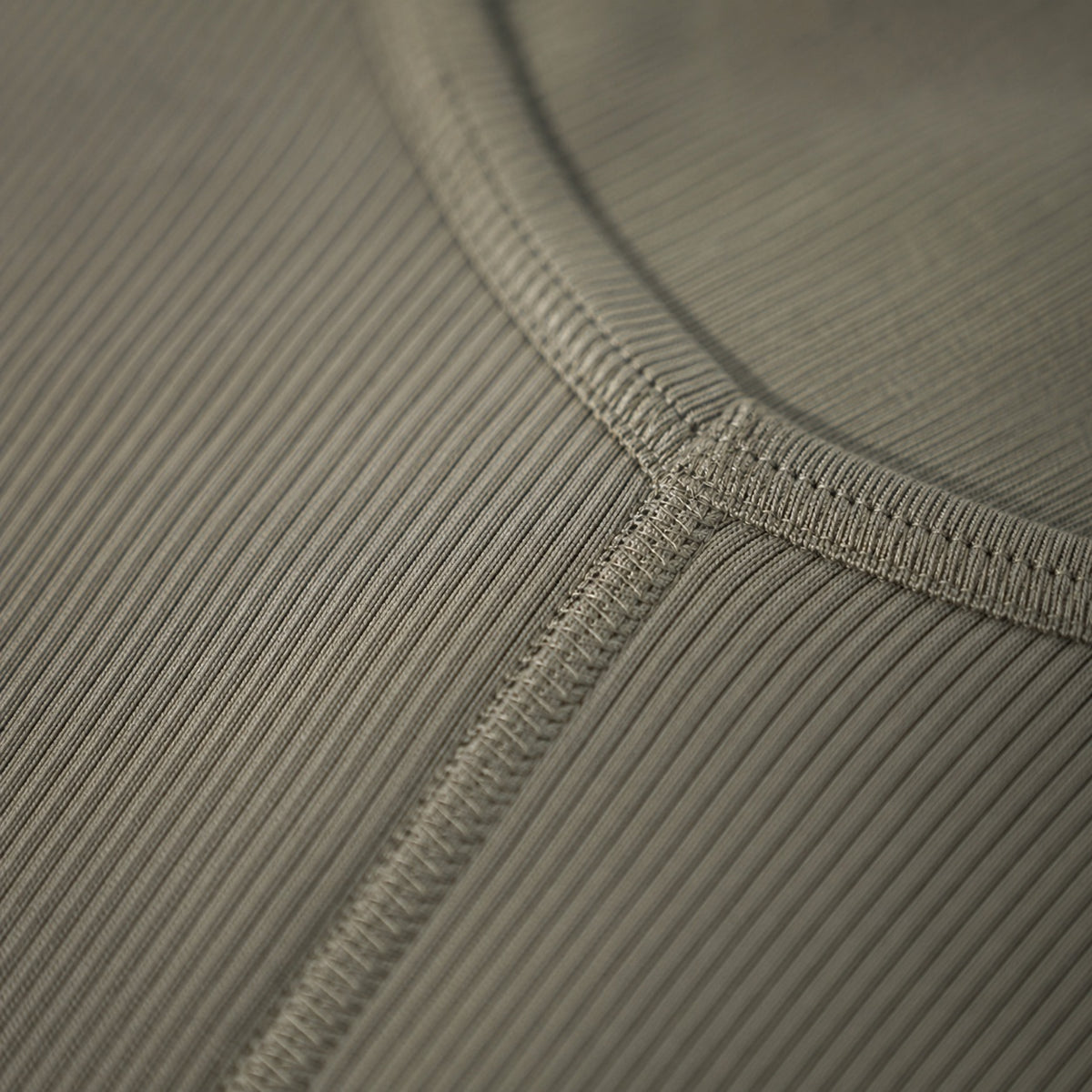 Bentley ribbed cap-sleeve top, Rib Body Layers — close-up of the cloth and stitching.