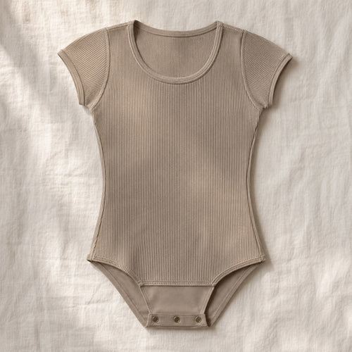 Bentley ribbed cap-sleeve top, Rib Body Layers — front view, photographed flat.