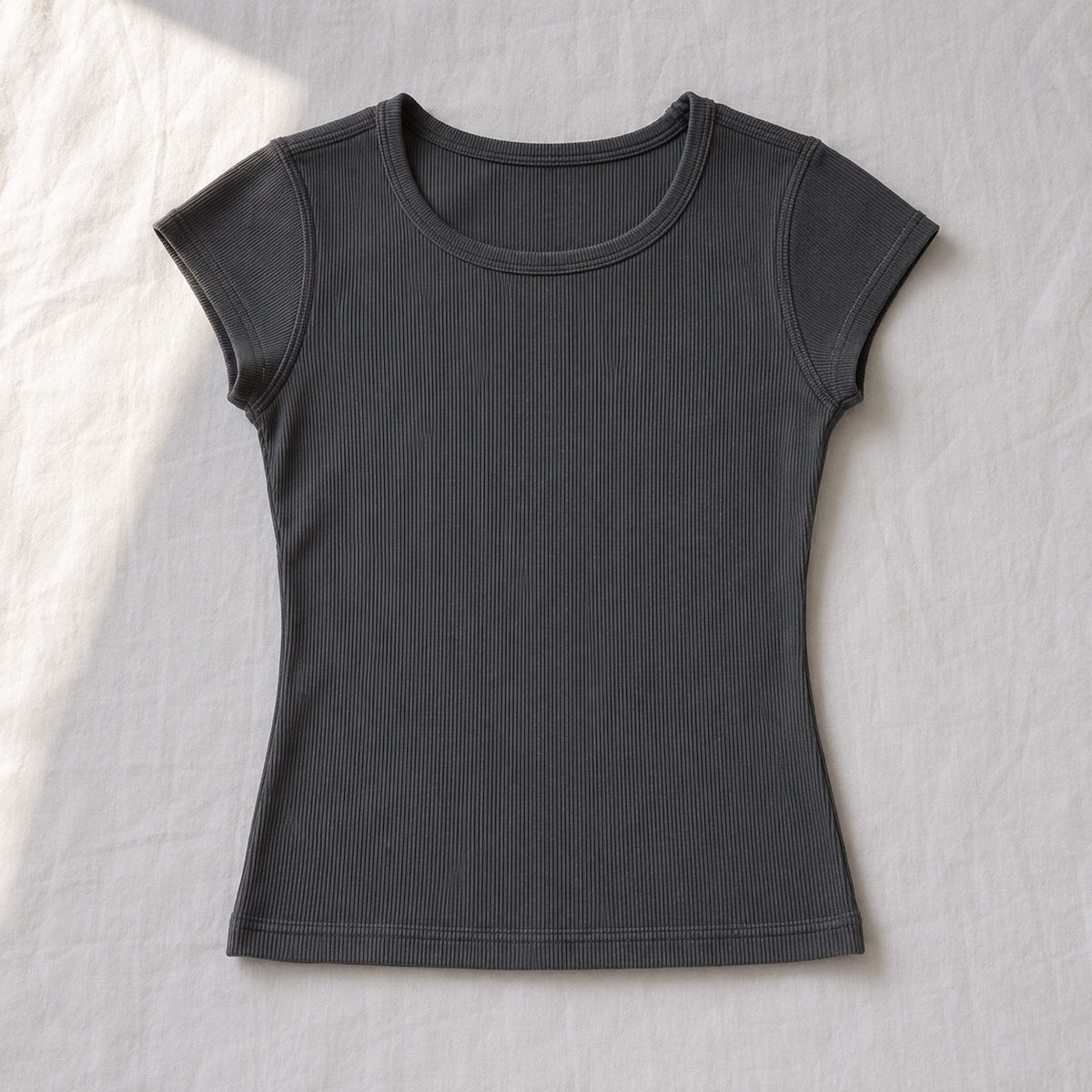 Puttenham ribbed cap-sleeve top, Rib Body Layers — front view, photographed flat.