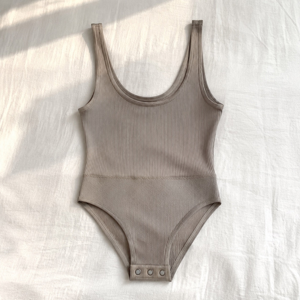 Hale ribbed scoop-back tank, Rib Body Layers — front view, photographed flat.