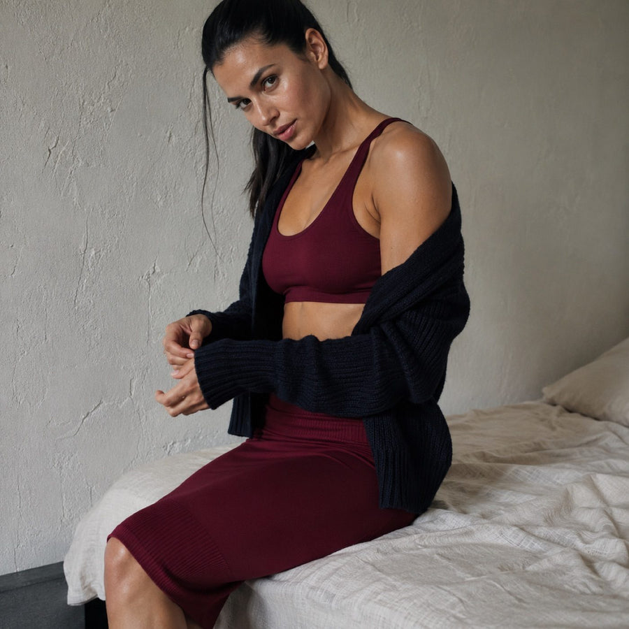 Dockenfield seamless under-layer skirt, Seamless Layers — on the model.