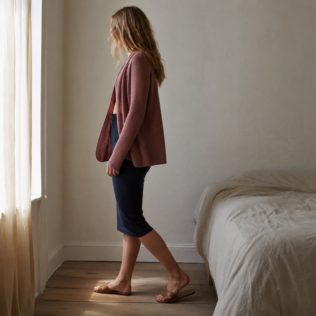 Elstead seamless under-layer skirt, Seamless Layers — modelled, side view.