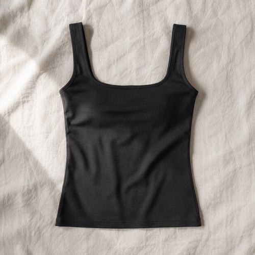Runfold square-neck sculpt tank, Sculpt Tanks — front view, photographed flat.