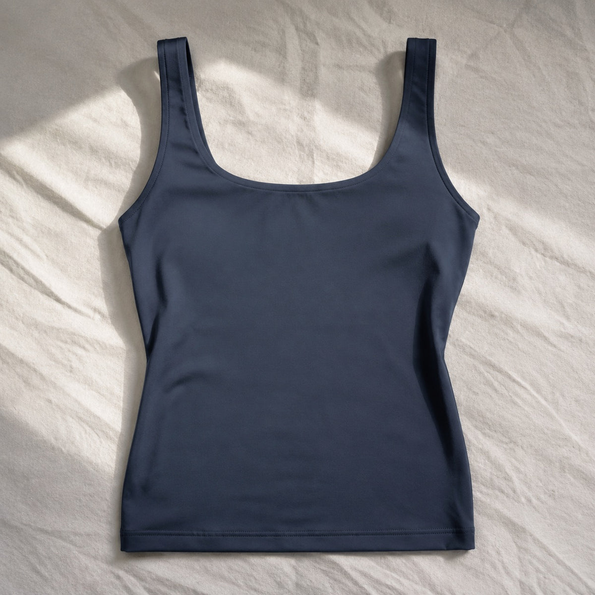 Waverley longline sculpt tank, Sculpt Tanks — front view, photographed flat.