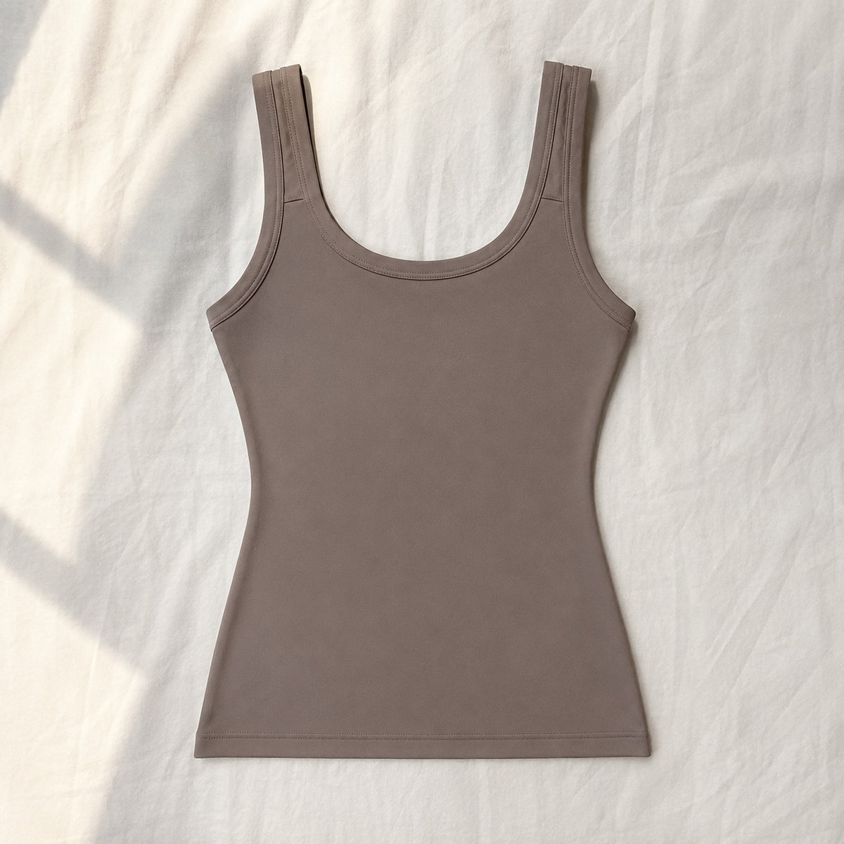 Seale longline sculpt tank, Sculpt Tanks — front view, photographed flat.