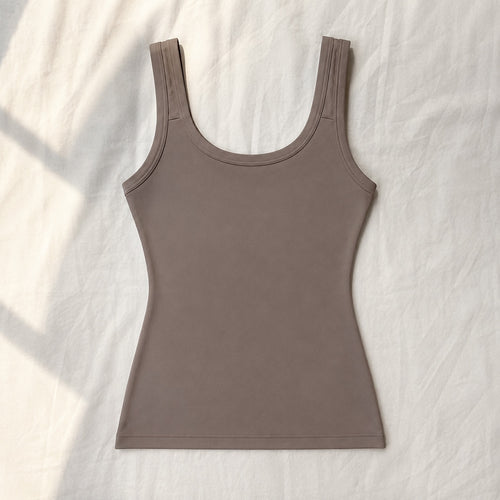 Seale longline sculpt tank, Sculpt Tanks — front view, photographed flat.