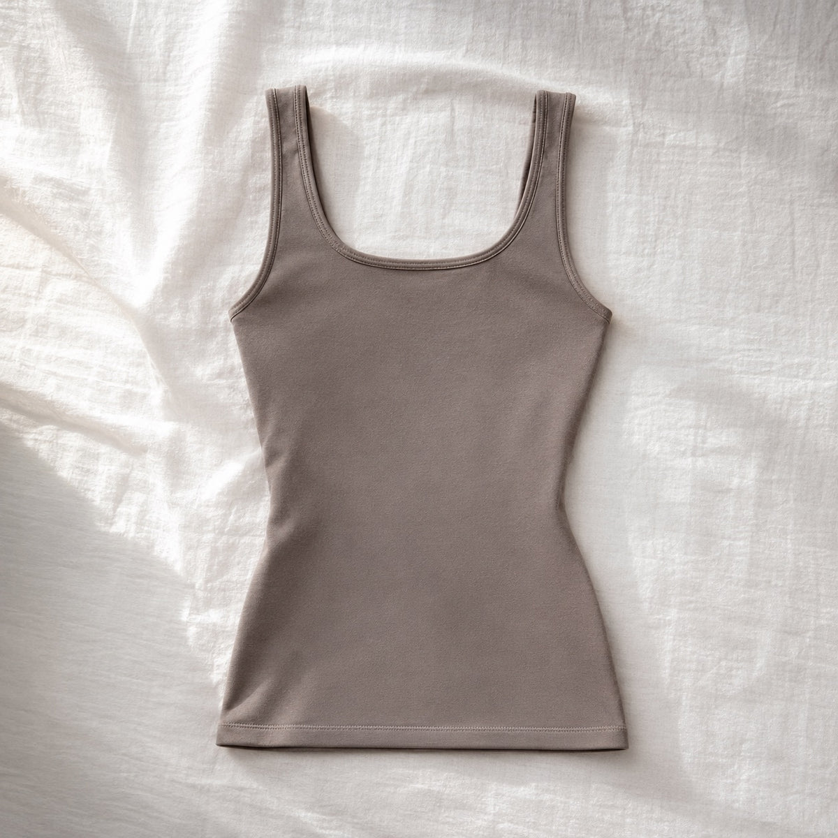 Bourne square-neck sculpt tank, Sculpt Tanks — front view, photographed flat.